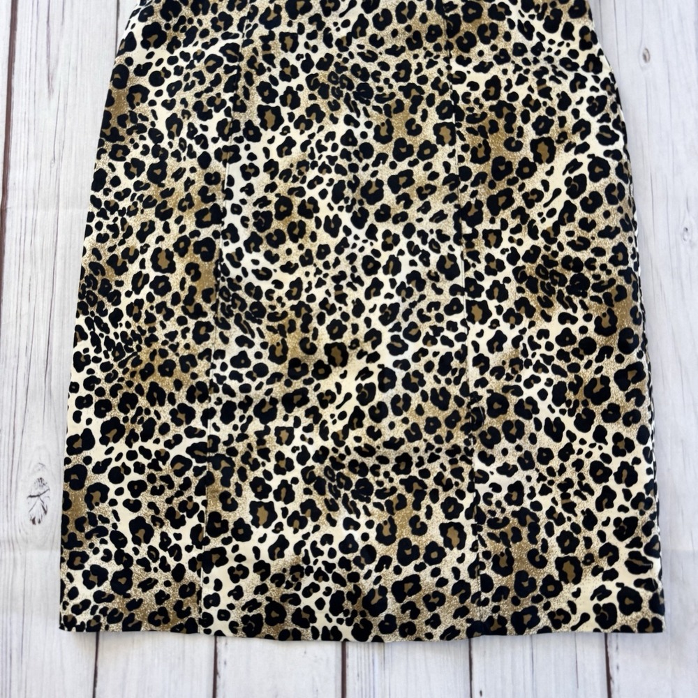 Boston Proper Leopard Print Sheath Dress with Orange Lining - Picture 3 of 10